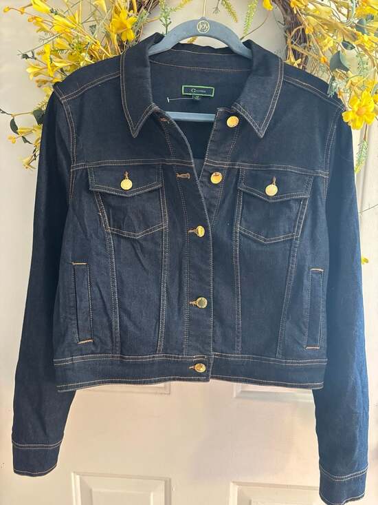 C. Wonder Jackets & Blazers - C. Wonder Dark Wash Denim Trucker Jacket with Gold Buttons